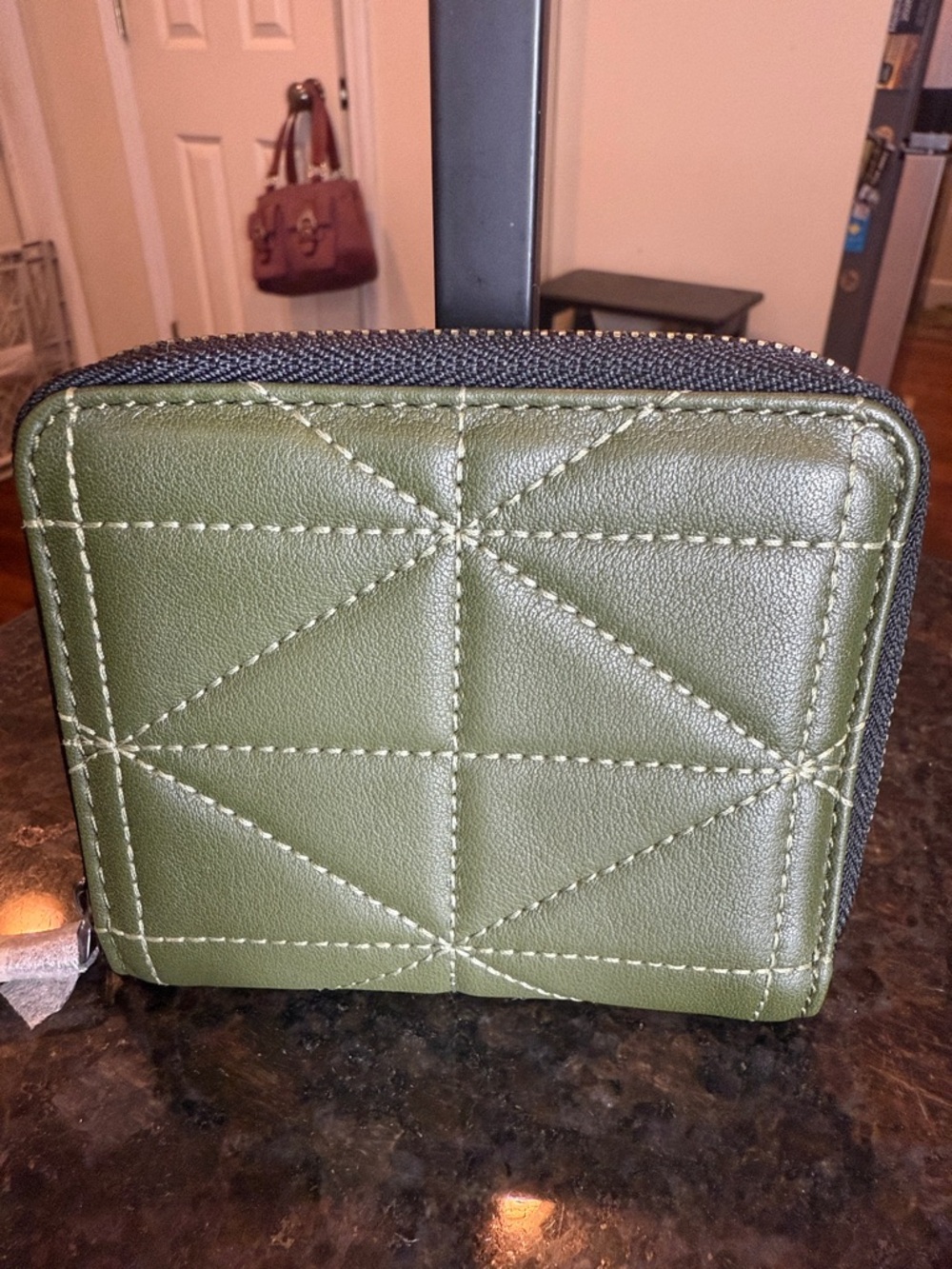 Coach Glade And Black Zip Around Leather Card Wallet
